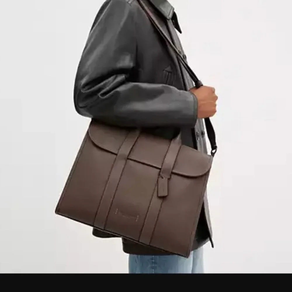 NWT Coach Gotham Portfolio /briefcase Bag fits 15-16” laptops Dark Stone C5318